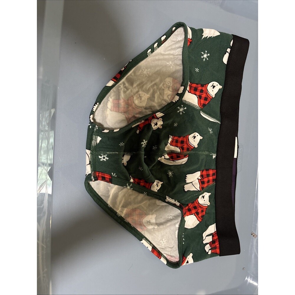 MeUndies Women's Modal Blend Bikini Panty And Bra Polar Bear Plaid Print Large
